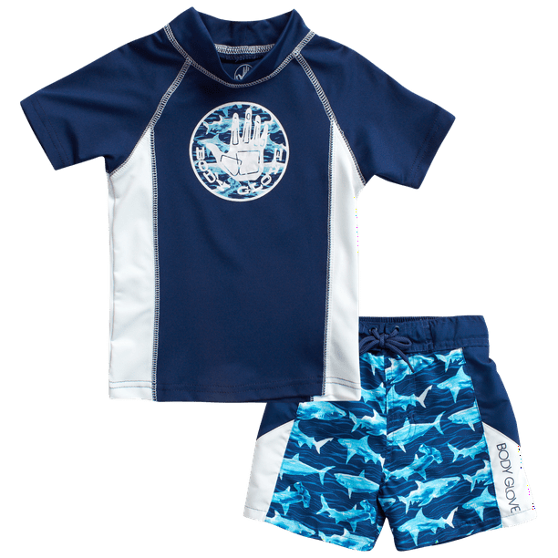 Little Boys/Big Boys Body Glove Boys 2-Piece UPF 50 Rash Guard and Swimsuit Trunks Set